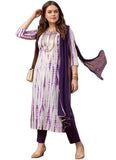 Gosriki Women'S Rayon Viscose Printed Straight Kurta With Pant & Dupatta (Tiedye Begani-Vks06-Gs_4Xl_Violet_Xxxx-Large),Violet,4,B0F26R62SC