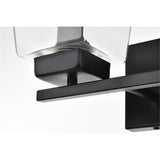 Living District Merrick 2-Light Iron & Glass Bath Sconce In Black/Clear