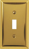 American Tack Amertac 163TBR 1 Toggle Bright Steel Wallplate, 1 Gang 5 in L x 27/8 in W x 1/4 in D, Polished Brass