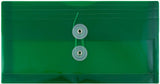 JAM PAPER Plastic Envelopes with Button & String Tie Closure - #10 Business Booklet - 5 1/4 x 10 - Green - 3/pack