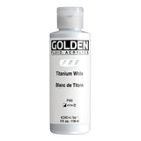 Fluid Acrylics by GOLDEN, Titanium White, 4 fl. oz. Bottle, Professional Acrylic Paint, SemiOpaque
