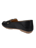 Shoetopia Golden Metal Buckle Detailed Black Bellies-Eu39,Black,6,B0BZPZH473