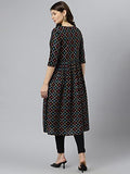 Gosriki Women'S Polycotton A-Line Printed Kurta (Badshah Black_M-Go_Black_Medium),Black,,B09VFFWX4D