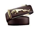 Bhabha Sales Stylish MenS Leather Belt Buckle (Golden And Brown,Free Size)