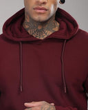 Adro Men'S Cotton Neck Hooded Sweatshirt (H24-M-Pln-Mr_Maroon,MaroonApparel,M
