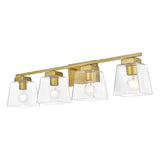 Living District Merrick 4-Light Iron & Glass Bath Sconce In Brass/Clear