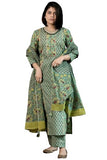 Anni Designer Women'S Rayon Blend Printed Straight Kurta With Pant & Dupatta (Sanghvi Green-Vks01_S_Green_Small),Green,S