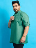 Bigbanana Plus Size Men'S Regular Fit Solid Short Kurta (Pollan-Grey,Grey,5Xl)