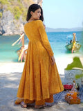 Gosriki Women'S Rayon Viscose Anarkali Printed Kurta With Palazzo & Dupatta (Sinners Yellow-Vks01-Gs_S_Yellow_Small),Yellow,,B0DX28XXFD