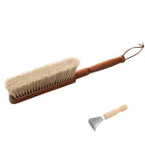 Hand Broom Brush, Hand Broom, Beech Wood Handle Horse Hair Brushs, 13.4 Inch Long Dust Brush, for Suits, Counters, Beds, Clothes