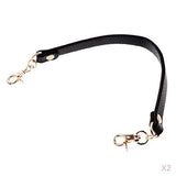 Zoomella 2Pieces Pu Leather Short Handbag Bag Strap Replacement Purse Handle Black