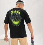 Kyda Kids Men'S 100% Pure Cotton Relaxed Fit Drop Shoulder Premium Front & Back Printed Black Oversized T-Shirt For Summer - Xla