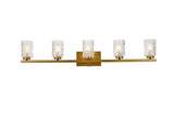 Living District Indoor Modern Home Decorative Bright Ceiling Cassie 5 Lights Bath Sconce In Brass With Clear Shade