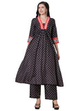 Gosriki Women'S Rayon Viscose Anarkali Printed Kurta With Pant (Karidos Black-Vks02-Gs_L_Black_Large),Black,,B0DTK898N3
