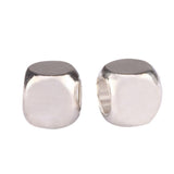 100pcs Smooth Cube Loose Beads 6mm Spacer (Large Hole 4mm) Sterling Silver Plated Brass for DIY Craft Jewelry Making CF122-6