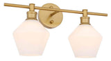 Living District Gene 2-Light Metal Wall Sconce In Brass And Frosted White