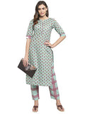 Gosriki Women'S Cotton Straight Kurta With Checkered Trouser Multicolour,Multicolour,,B08QZ7KM8D