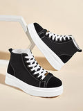 Shoetopia Women'S Canvas Sneakers | Light Weight & Comfortable With Cushioned Footbed | Stylish Shoe Sneakers For Women Black-Eu36,Black,3,B0BT1YLRSD