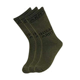 MenS Indian Army Organic Cotton Full Length Socks Combo 3 Pairs (Olive Green, Free Size)