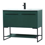 Elegant Decor Sloane 40 Mdf And Steel Single Bathroom Vanity In Green