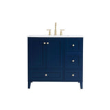Elegant Decor Sommerville 36 Steel And Wood Single Bathroom Vanity In Blue