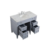 Elegant Decor Park Avenue 42 Metal Mdf Marble Single Bathroom Vanity In Gray