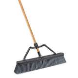 LIBMAN 829 Push Broom with Hard Polymer Support Brace, 24inch, HeavyDuty Bristles, Wood Handle