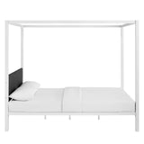 CasaFoyer Raina Queen Canopy Platform Bed | Rustic Charm | Sturdy Steel Frame | Supports 1323 lbs | No Box Spring Needed | Mattress Not Included