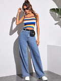 Toplot Jeans For Women || Women High Rise || Wide Leg Pants || Bell Bottom Jeans (Straight-Jeans-5204-Light Blue-30),Light Blue,30,B0DDTCXVJR