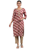 Libas Women'S Viscose Rayon Printed Straight Kurtas (58194_Maroon_M)