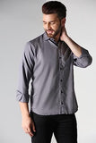 Toplot Men'S Solid Slim Fit Cotton Blend Casual Shirt With Spread Collar & Full Sleeves (Plain-Shirt-5112-Grey-Xl),Grey,,B0C65ZH882