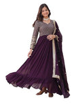 Weadni Georgette Embroidered Work Anarkali Kurta Set For Women (In Alpha M Regular Wine),WINE,M