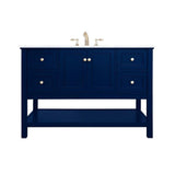 Elegant Decor Metropolis 48 Solid Wood And Metal Single Bathroom Vanity In Blue