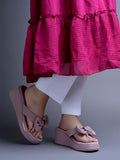 Shoetopia Upper Bow Detailed Wedges | Cushioned Footbed |Casual Ethnic Festive Women'S Girls Stylish Slip On | Light Weight For Daily & Outdoor Sandal-Peach-Eu38,Peach,5,B0DZVN4SQB