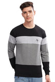 ADRO Full Sleeve Tshirt for Men | Colorblock T Shirt for Men | 100% Cotton Tshirt | Full Sleeve T-Shirt | Mens Full Sleeves T Shirts |FR4-24-BST-BL-S,Black,Grey,Dark Grey