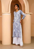 Anni Designer Women'S Cotton Blend Chikankari Embroidered Straight Kurta (Zainab Grey_M_Grey_Medium),Grey,M,Cotton Blend,Regular,