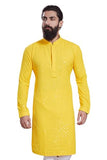 Divisive Men'S Sequince Embroidered Cotton Blend Only Slim Fit Kurta (Dkrt231_L_Yellow)