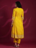 Gosriki Women'S Rayon Viscose Anarkali Printed Kurta With Pant (Dawara Yellow-Vks01-Gs_L_Yellow_Large),Yellow,,B0F38FPCX8