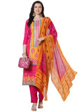 Gosriki Women'S Rayon Viscose Printed Straight Kurta With Pant & Dupatta (Shubhangi Rani-Vks01-Gs_M_Pink_Medium),Pink,,B0DTK6YQB1