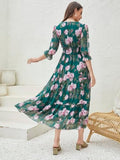 Toplot Dress For Women With Floral Print (Dress-5133-Rama-L) Turquoise,Turquoise,,B0CPPLZZK6