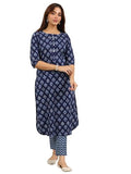 Libas Women'S Cotton Ethnic Motifs Kurta Set (400478_Blue_S)