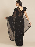 Womanista Womens Plain Georgette Saree With Mirror Work (Ti2827_Black)