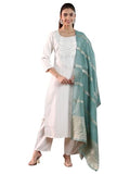 Libas Women'S Cotton Blend Kurta Set (27883_Off White_M)