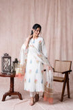 Anni Designer Women'S Cotton Blend Straight Printed Kurta With Pant & Dupatta (Nairiti White_M_White_Medium),White,M,Cotton Blend,Regular,