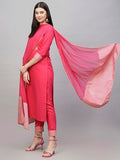 Anni Designer Women'S Cotton Blend Straight Printed Kurta With Pant & Dupatta (Kiku Rani_M_Pink_Medium),Pink,M,Cotton Blend,KIKU BEGANI_1378,