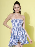 Oomph! Women'S Western & Fusion Wear Smocked Mini Dress For Women Western Blue - Md937,Cobalt BlueApparel,XL