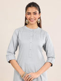 Libas Women'S Cotton Blend Solid Straight Kurta (29335O_Blue