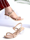 Shoetopia Embellished Rhinstone Silver Heeled Sandals For Women & Girls /Eu39,Golden,6,B0F317SPQ3