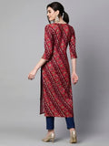 Anni Designer Women'S Cotton Blend Straight Printed Kurta With Pant Set (Badiya Pink-Nw_Xl_Pink_X-Large),Pink,XL,Cotton Blend,Regular,