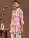 Libas Women'S Silk Blend Printed Straight Kurti (37214R_Pink Pink Xl